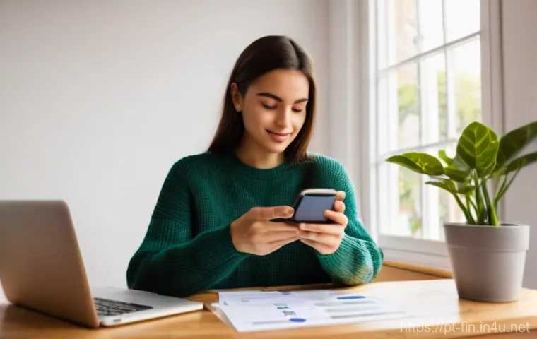 외화 통장 활용 사례 - **Prompt:** A young, confident Portuguese woman, casually dressed in a comfortable sweater and jeans...