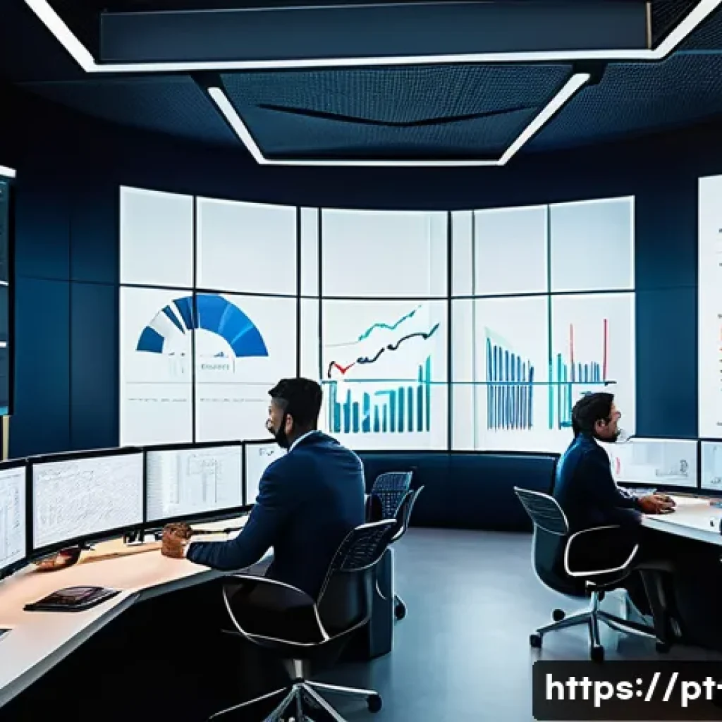 환율 변동 리스크 관리 - A modern Brazilian office environment with diverse professionals analyzing fluctuating currency exch...