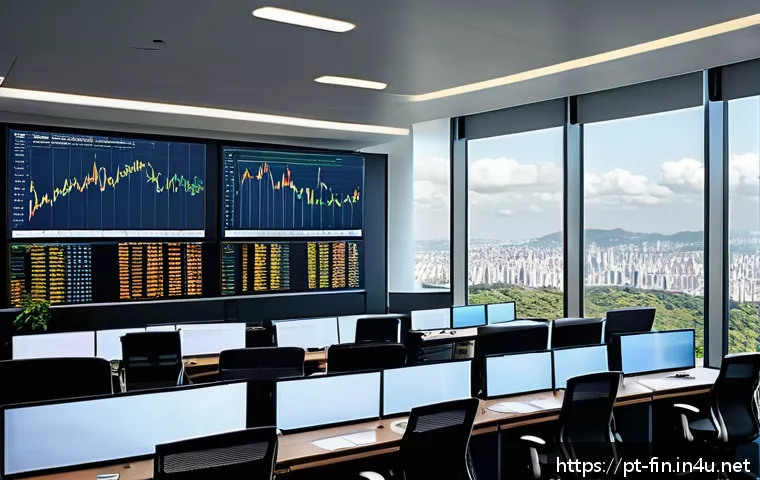 외환파생상품 이해하기 - A sophisticated Brazilian financial office scene showing a diverse group of professionals analyzing ...